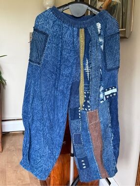 Handmade in Thailand cotton hand dye Patchwork Boho Elastic Waist Pants